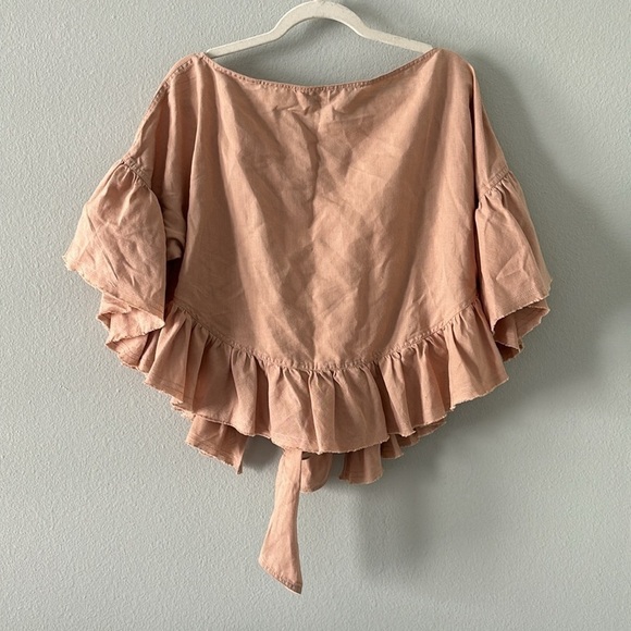 IRO Linn Linen Blend Tie Front Top in Nude - Picture 4 of 6